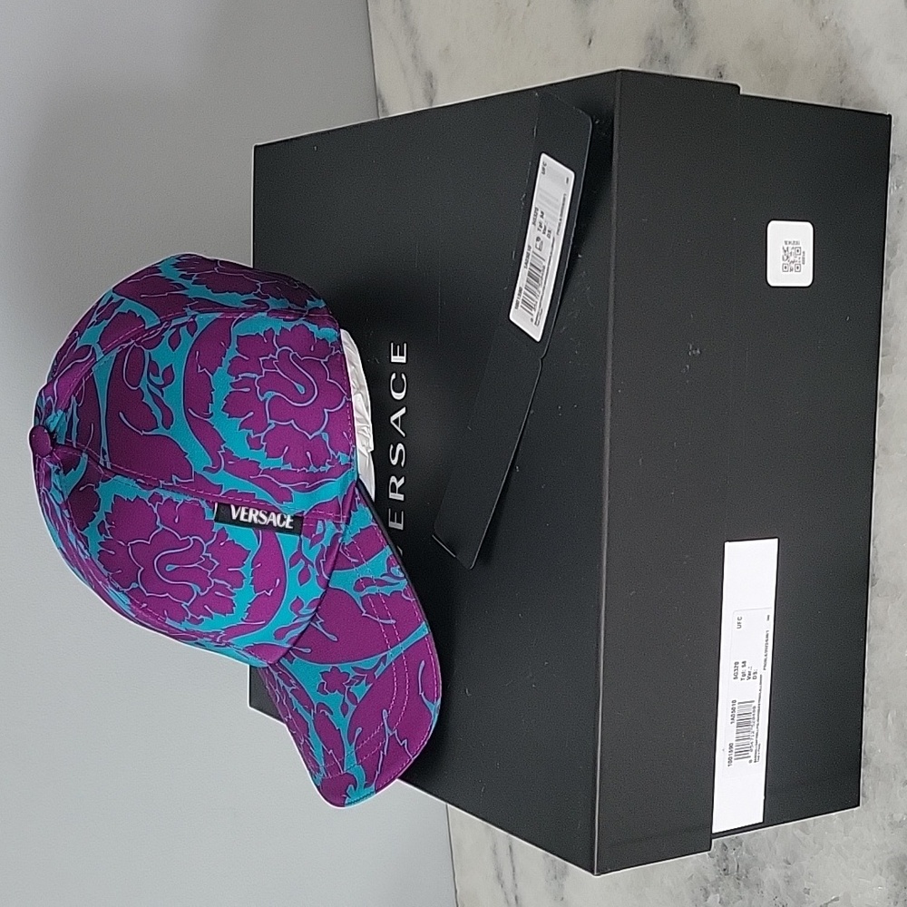 Versace Barocco Silhouette Cap in Teal/Plum - Size 58